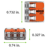 WAGO 221-413 Lever-Nuts 3 Port Conductor Compact Wire 3 Connectors (50/Box)