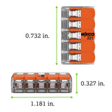 WAGO 221-415 - 221 Series 5 Conductor AWG 24 – 12 Transparent Body Connector w/Levers - 25 Pack