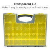 DURATOOL Hardware Bolt Screw Organizer Storage Box Case with 19 Removable Bins