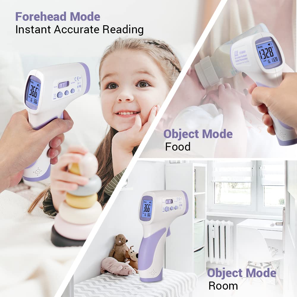 DT-8806H, Thermometer for Forehead, No-Touch Forehead Thermometer for Adults and Kids, FDA CE, Large LED Display and Gentle Vibration Alert