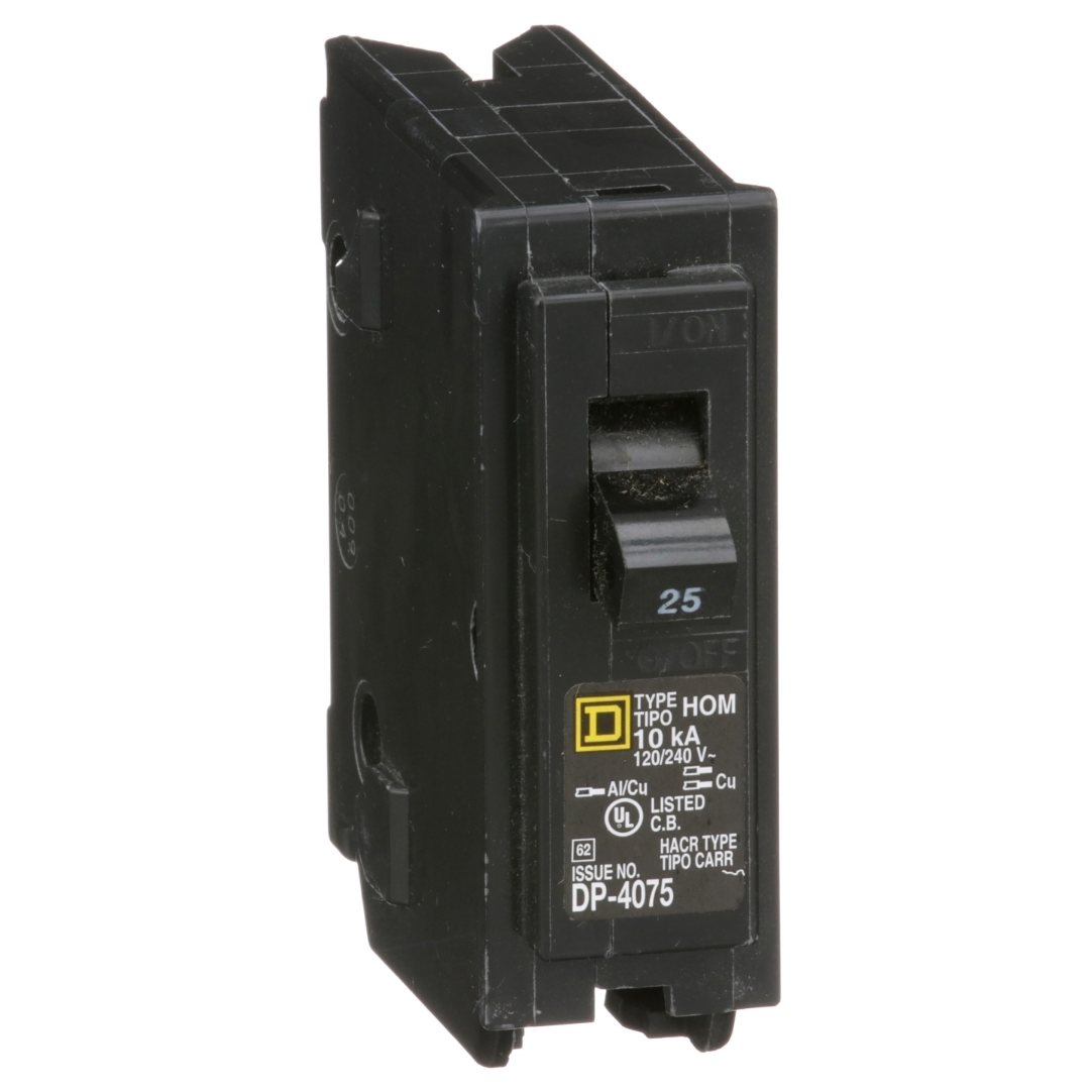 Square D HOM125 Homeline Single Pole Miniature Circuit Breaker (120V, 25A)