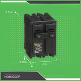 Square D 50 Amp Circuit Breaker HOM250 Homeline 2 Pole Plug In 50A, 120/240V, AC, Single Phase