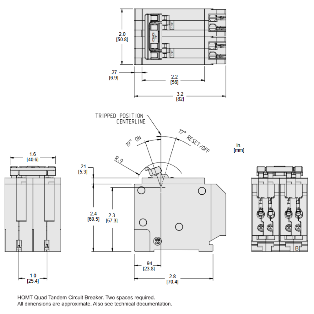 Square D HOMT230230 Homeline 2 Pole Miniature Tandem Circuit Breaker 30A 120/240V