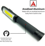 PRO-ELEC COB LED Pocket Work Light, 400 Lumens COB Magnetic Flashlight with Magnet Base, Steel Clip and Aluminum Body, Car Emergency Mechanic Inspection Pen Flood Beam Flash Light