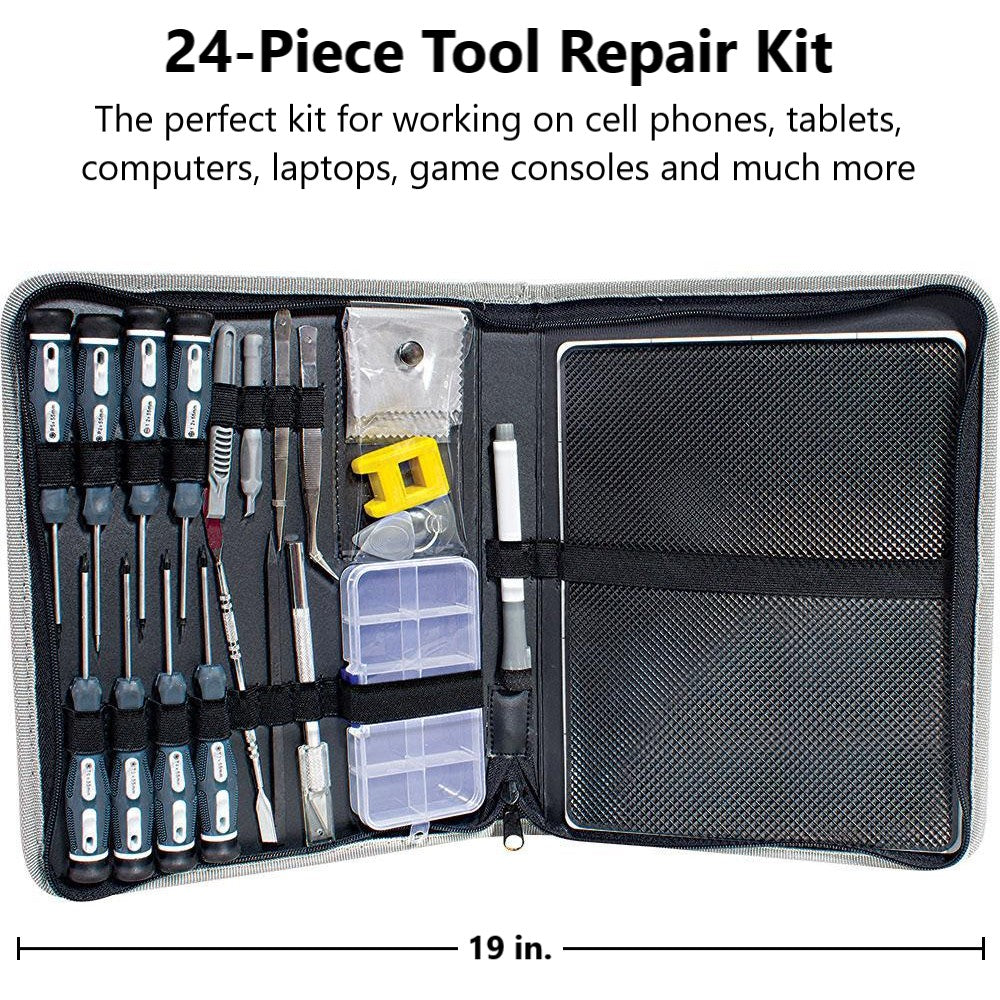 DURATOOL 24-Piece Electronics Computer Tool Kit, Magnetic Precision Screwdriver Set for Screen Repair and Cleaning Cell Phone iPhone Tablets PC Laptop